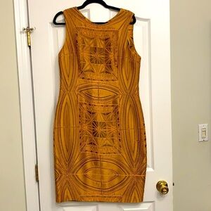 VERA WANG Silk-blend satin gold cocktail dress